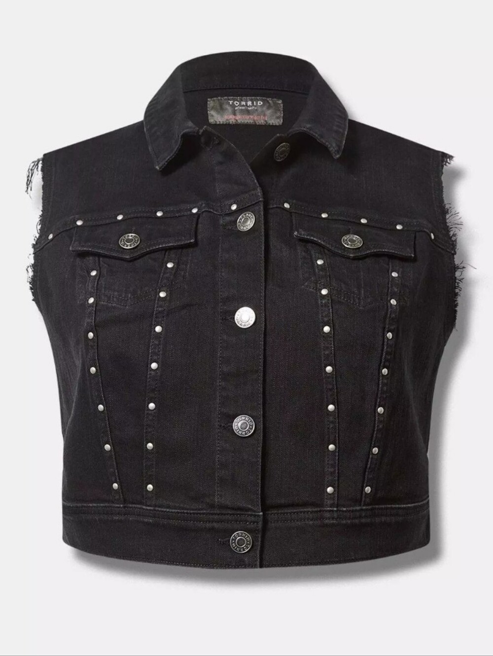 Torrid Size 1 Black Studded Cropped Denim Vest